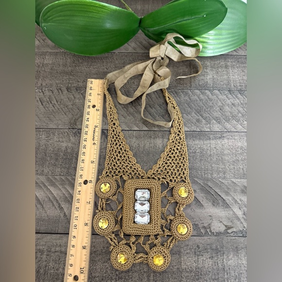 Banana Republic Crochet Macrae Necklace with Yellow and silver Accents - Picture 9 of 9